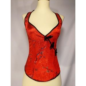 Frederick's red and black corset